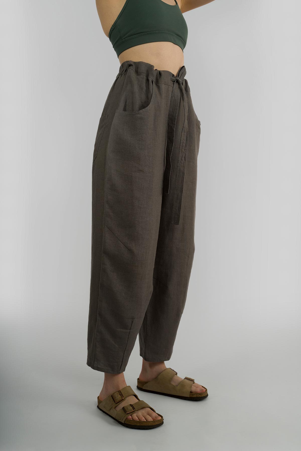 linen pants grey graphite